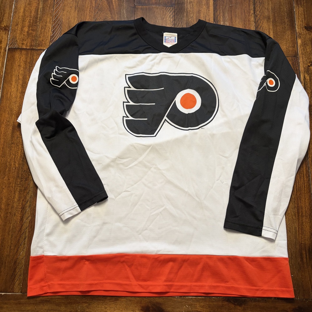 Philadelphia Flyers Jersey Mens XL White NHL Hockey Off The Bench Mesh Pullover - Picture 2 of 9